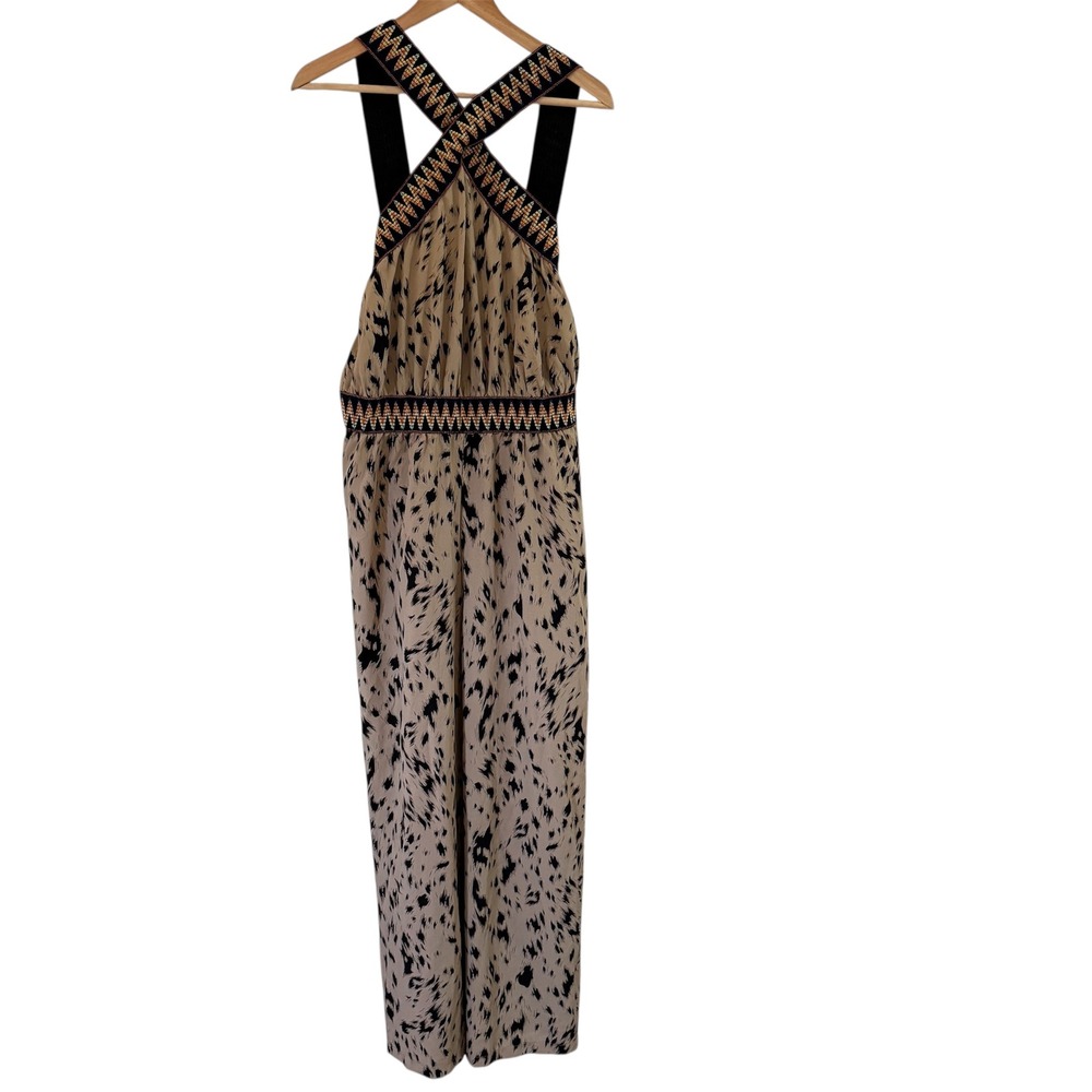 SHEIN CURVE Animal Print‎ Halter Neck Maxi Dress Black Beige 3XL